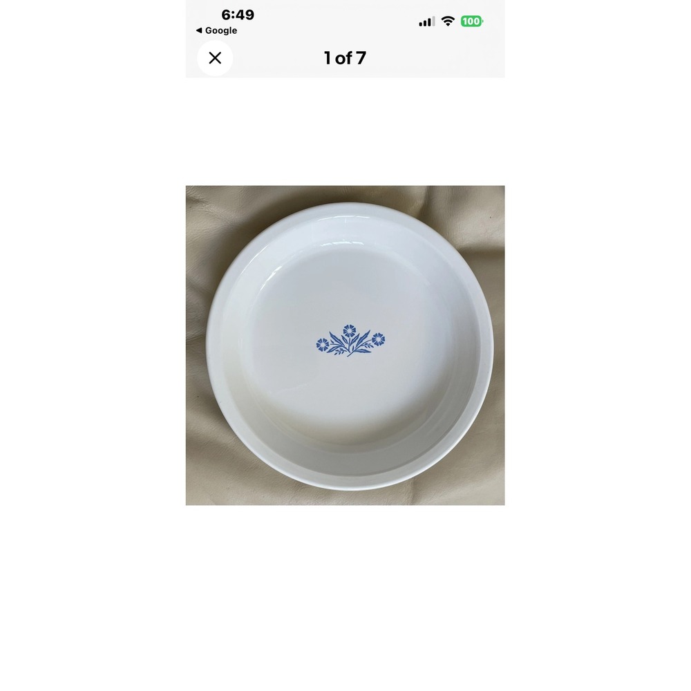 Vintage Corning Ware Blue Cornflower Pie Plate P-309 9 Inch White Baking Dish